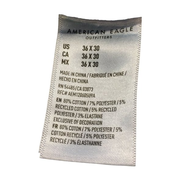 American Eagle Airflex 360 Slim Cloudy Blue Men's 36 x 30 Distressed Jeans - Picture 4 of 4